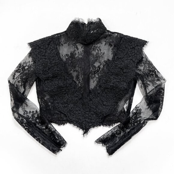 Zimmermann Sensory Floral Embroidered Lace Top Black Size AU 0 US 4 - Picture 4 of 12